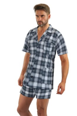 Piżama męska rozpinana krótki rękaw, szorty 2576/42 Sesto-Senso grafitowy XL