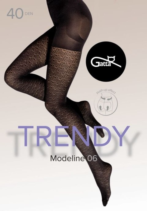 MODELINE 05, 06 PUSH-UP EFFECT - RAJSTOPY DAMSKIE WZORZYSTE 40 DEN 000.07V - TRENDY 24/25 wzór 06 NERO 4-L