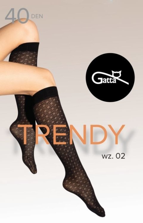 TRENDYLINE KNEE SOCKS 01, 02 - PODKOLANÓWKI DAMSKIE WZORZYSTE 40 DEN - 000.65Y - TRENDY 24/25 wzór 02 NERO